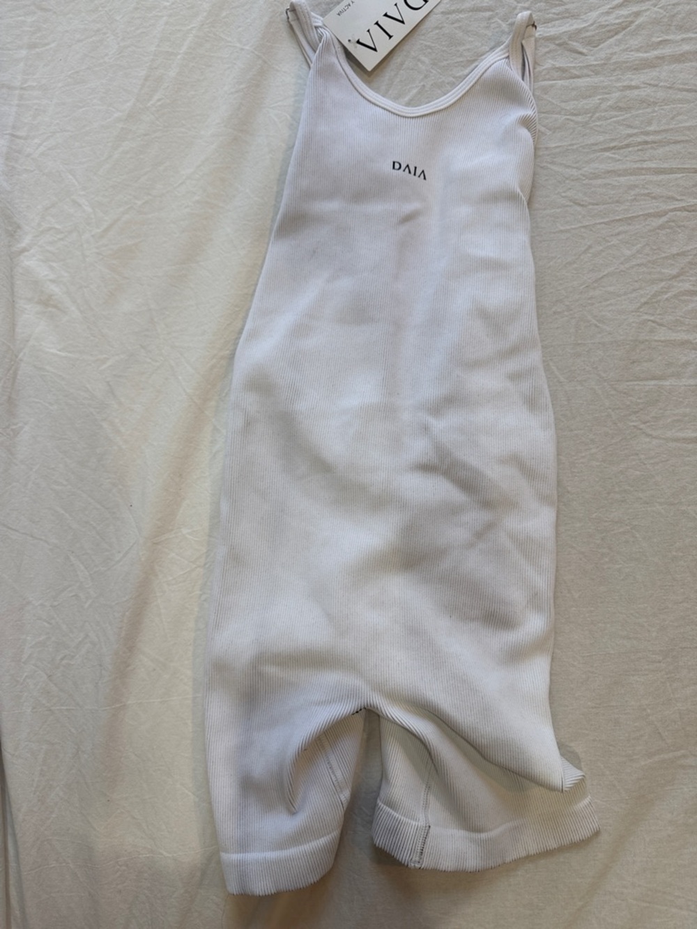 DAIA White Ribbed jumpsuit